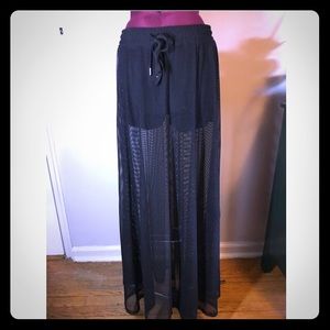 Forever 21 Fishnet Mesh Drawstring Maxi Skirt M